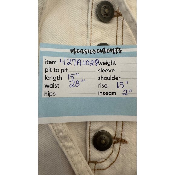 joie Size 28 High-Rise Button-Fly Off White Denim Shorts W/Front & Back Pockets - Picture 7 of 16